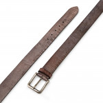 Ostrich Leg Leather Belt in Vintage Brown
