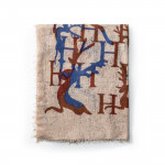 Cashmere Deer Print Scarf in Blue