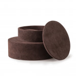 Round Leather Box Set in Dark Brown