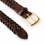 Hand Plaited Leather Belt in Dark Tan