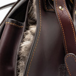Leather & Fur Hand Warming Bag in  Chocolate