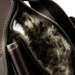 Leather & Fur Hand Warming Bag in  Chocolate