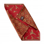 Pheasant Silk Pocket Square in Ruby
