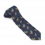 Stag Silk Tie in Navy