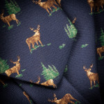 Stag Silk Tie in Navy