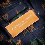 Stag Silk Tie in Navy