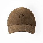 Leather Ball Cap in Khaki