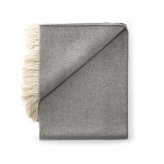 Diamond Pattern Wool Throw in Pebble
