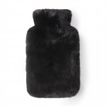 Rabbit Fur Hot Water Bottle in Black