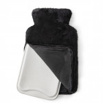 Rabbit Fur Hot Water Bottle in Black