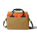 Twill Padded Laptop Briefcase - Orange/ Dark Tan