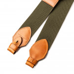 2" Leather Rifle Sling in Green Canvas & Mid Tan