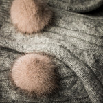 Cashmere Bed Socks with Mink Fur in Grey