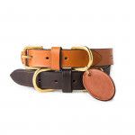 Large Leather Dog Collar in Mid Tan
