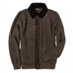 Men's Cardigan with Lambswool Suede Details