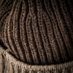 Knitted Two Tone Cashmere Hat in Brown