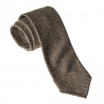 Hand Rolled Wool Herringbone Tie in Brown