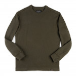 Waffle Knit Crewneck in Mossy Rock