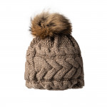 Cashmere & Fur Knit Beret in Taupe