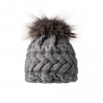 Cashmere & Fur Knit Beret in Graphite