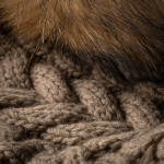 Cashmere & Fur Knit Beret in Taupe