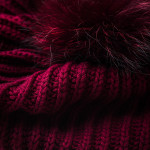 Cashmere & Raccoon Fur Knit Hat in Wine