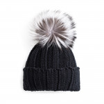 Cashmere & Fox Fur Knit Hat in Black