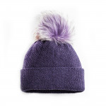 Cashmere & Raccoon Fur Knit Hat in Plum