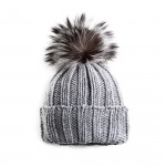 Cashmere & Fox Fur Knit Hat in Graphite