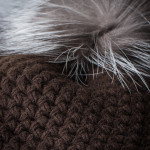 Cashmere Knit Hat w/ Silver Fox Fur - Expresso