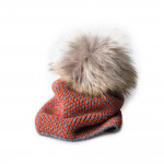 Wool & Cashmere Contrast Knit Hat w/ Raccoon Fur