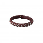 Pewter Embroidered Leather Bracelet - Ox