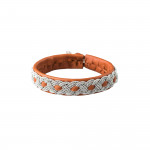 Pewter Embroidered Leather Bracelet - Natural