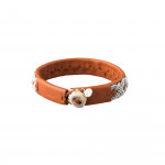 Pewter Embroidered Leather Bracelet - Natural