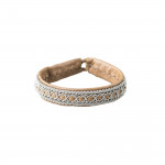 Pewter Embroidered Leather Bracelet - Sand