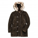 Men's Suede Shearling Coat Fur Collar