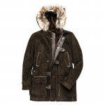 Men's Suede Shearling Coat Fur Collar