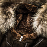 Men's Suede Shearling Coat Fur Collar