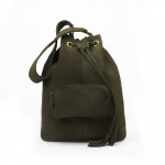 Bucket bag in Olive Goat Suede