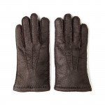 Men's Cashmere Lined Peccary Leather Gloves in Moro