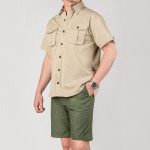 Short Sleeve Campaign Shirt in Light Stone