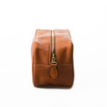 Leather Wash Bag in Mid Tan