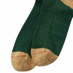 Rototo Ribbed Crew Socks in Dark Green & Beige