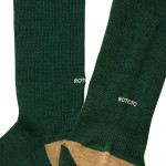 Rototo Ribbed Crew Socks in Dark Green & Beige