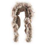 Ladies Fur Detail Scarf -  Beige