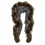 Ladies Fur Detail Scarf -  Charcoal