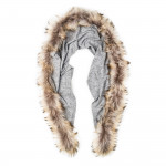 Ladies Fur Detail Scarf in Light Grey