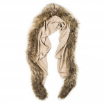 Ladies Fur Detail Scarf in Sand