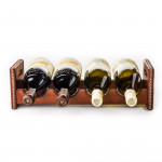 Hand Stitched Leather Covered Bottle Rack in Brown