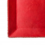 Hand Stitched Leather Covered Tray in Red
